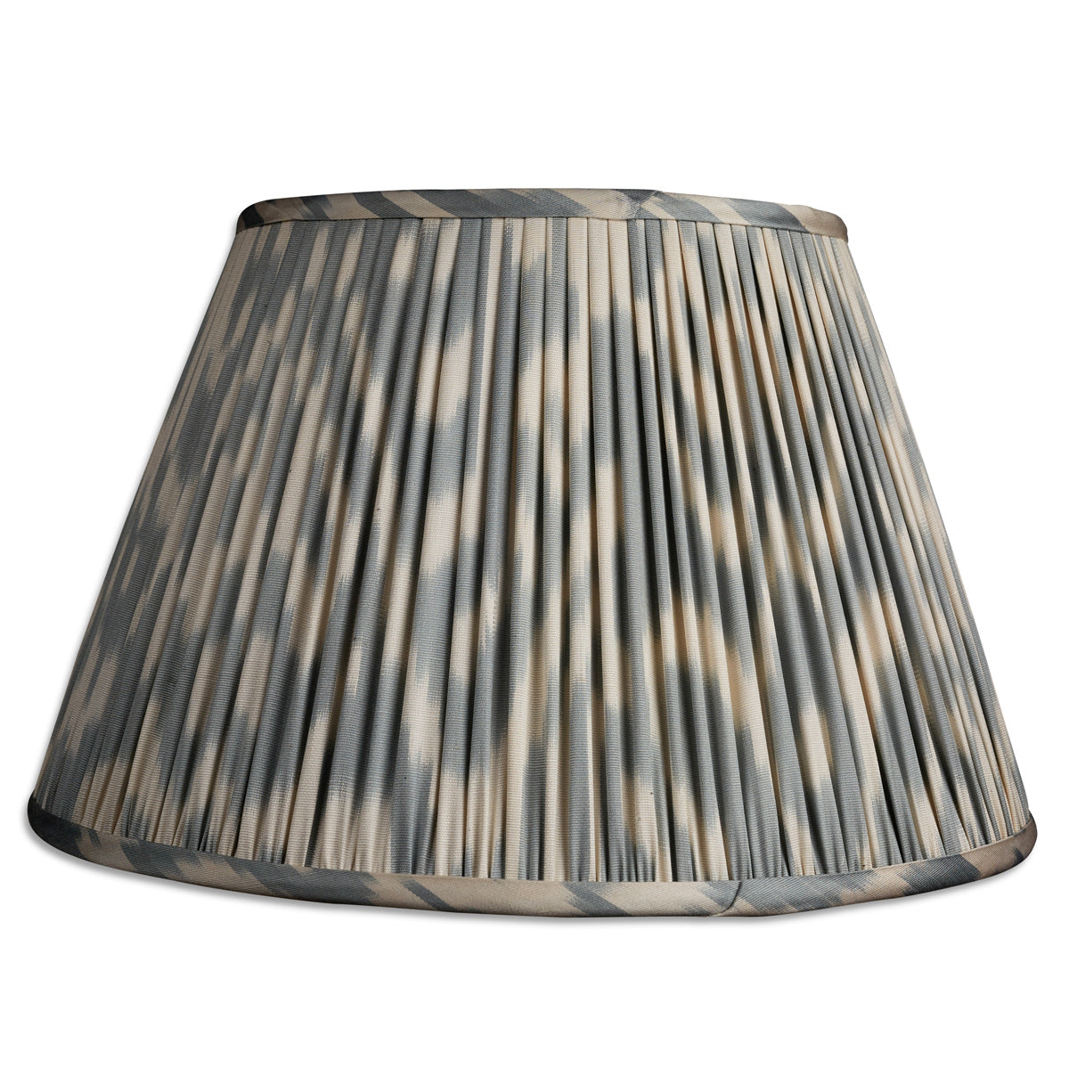 Nushka Lampshades 14 inch - 36cm Blue and Cream Silk and Cotton Ikat Lampshade