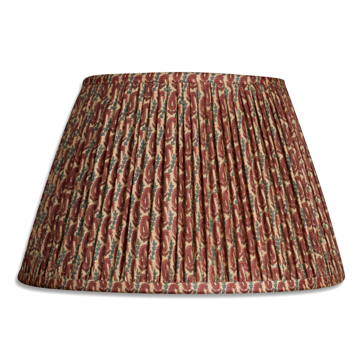 Nushka Lampshades 14 inch - 36cm Burgundy and green paisley floral design silk sari lampshade