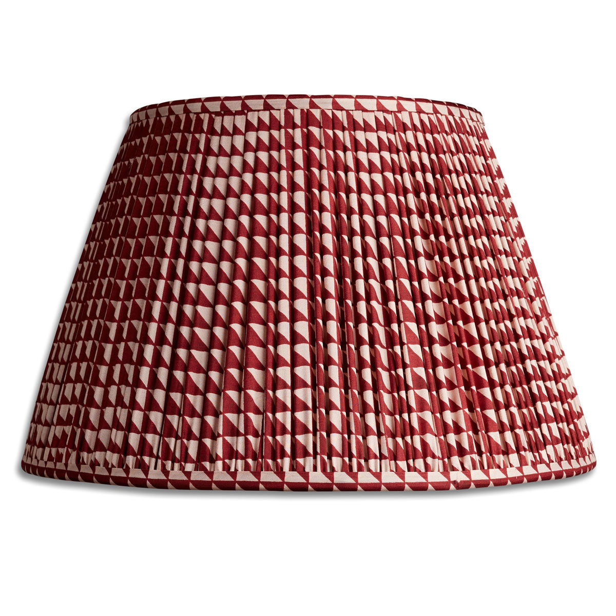 Nushka Lampshades 14 inch - 36cm Burgundy and light pink geometric silk sari lampshade