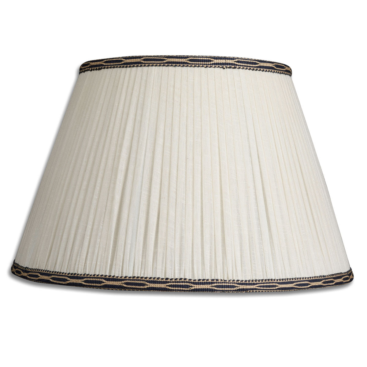 Nushka Lampshades 14 inch - 36cm Cream cotton lampshade with navy embroidered trim