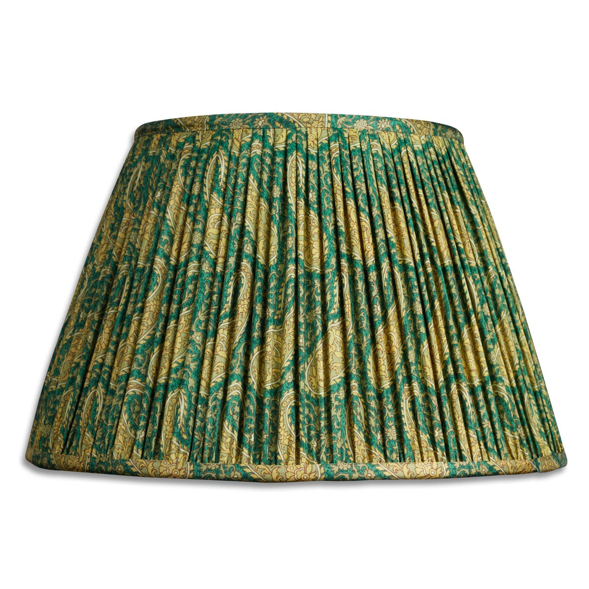 Nushka Lampshades 14 inch - 36cm Emerald green and khaki paisley design silk sari lampshade