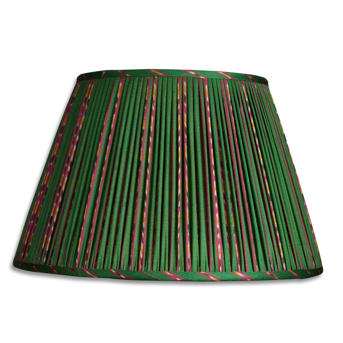 Nushka Lampshades 14 inch - 36cm Green with purple stripe silk sari lampshade