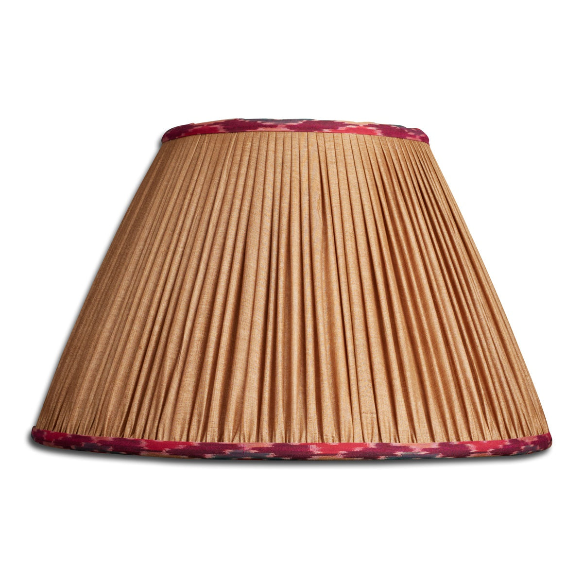 Nushka Lampshades 14 inch - 36cm  Old gold French drum plain silk sari lampshade with border