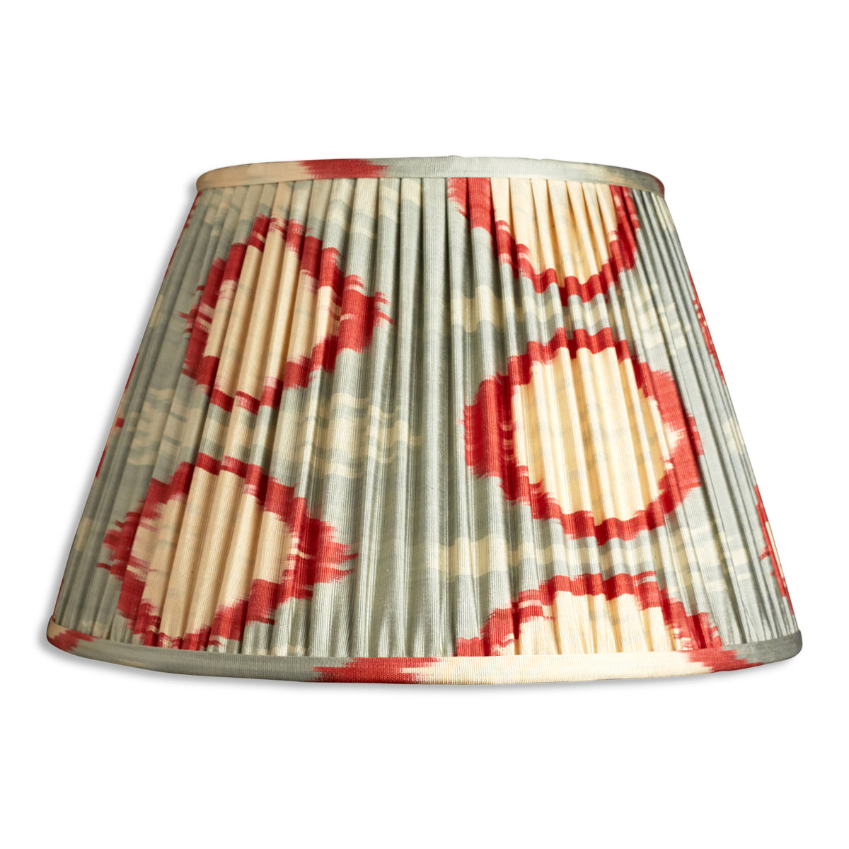 Nushka Lampshades 14 Inch - 36cm Pale Blue and Red Ikat Lampshade