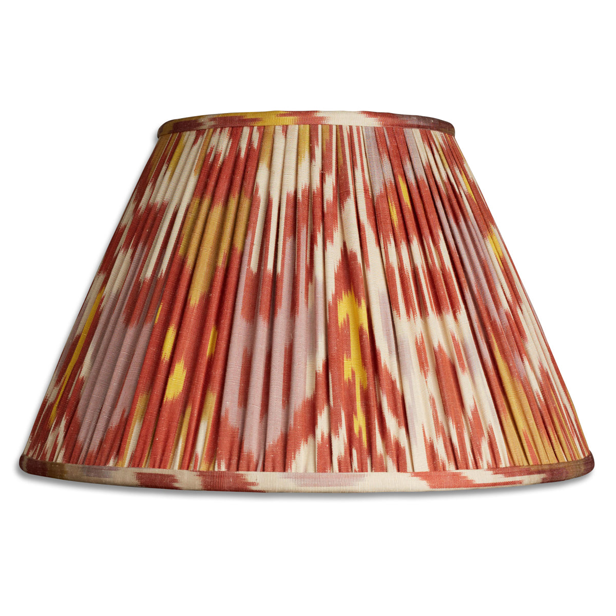 Nushka Lampshades 14 inch - 36cm Red lavender and yellow silk and cotton ikat French drum lampshade