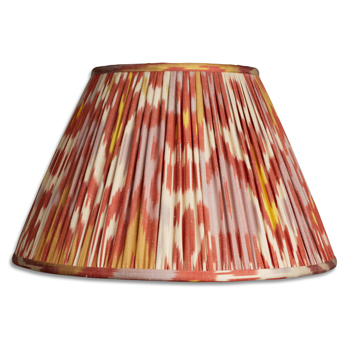 Nushka Lampshades 14 inch - 36cm Red lavender and yellow silk and cotton ikat French drum lampshade