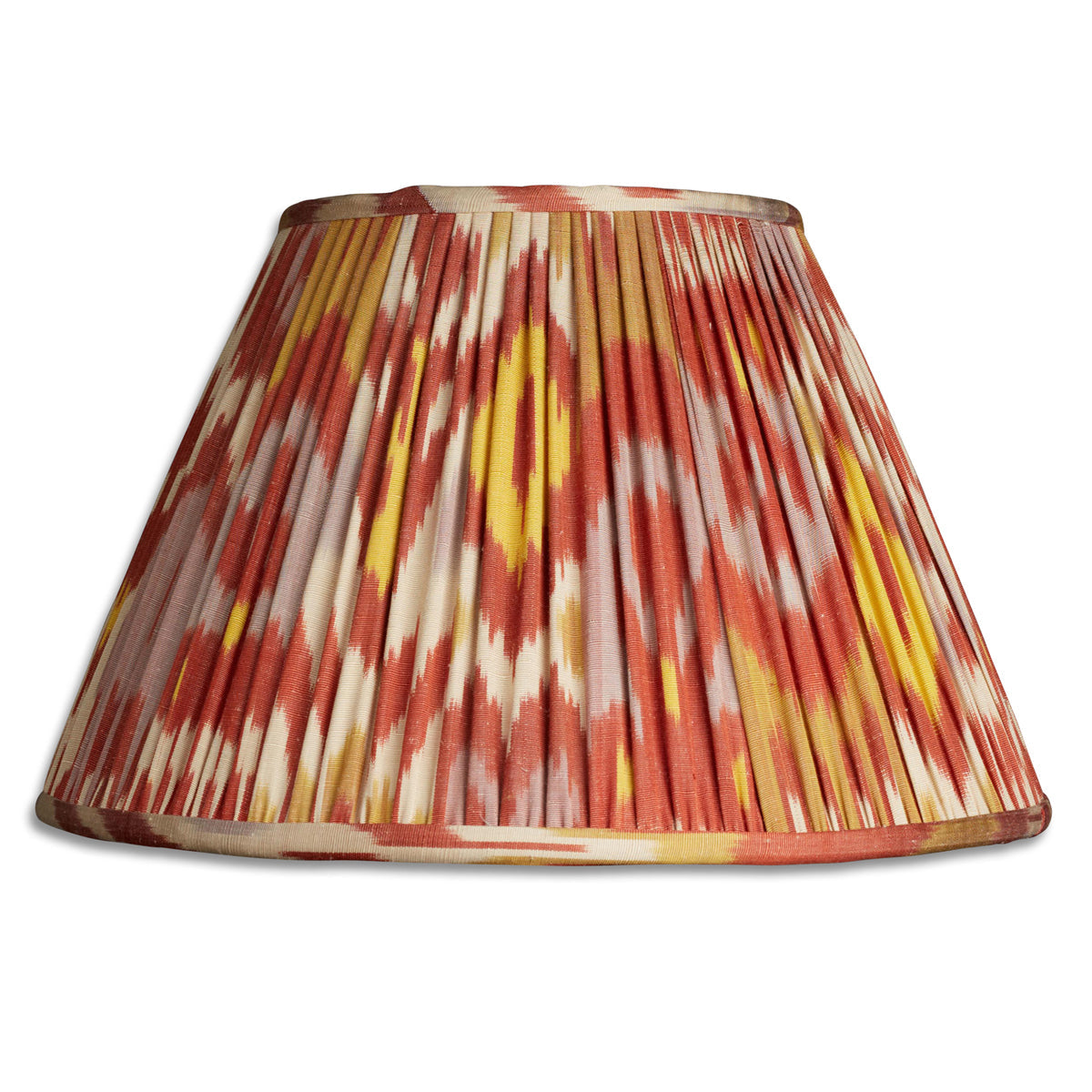 Nushka Lampshades 14 inch - 36cm Red lavender and yellow silk and cotton ikat French drum lampshade