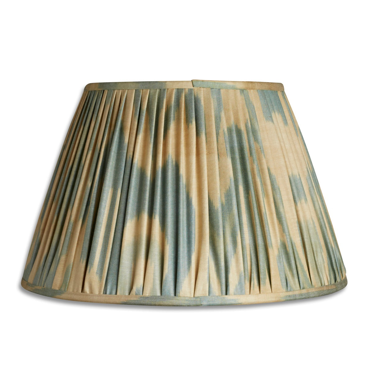 Nushka Lampshades 14 inch - 36cm Sky blue and beige cotton and silk Ikat lampshade