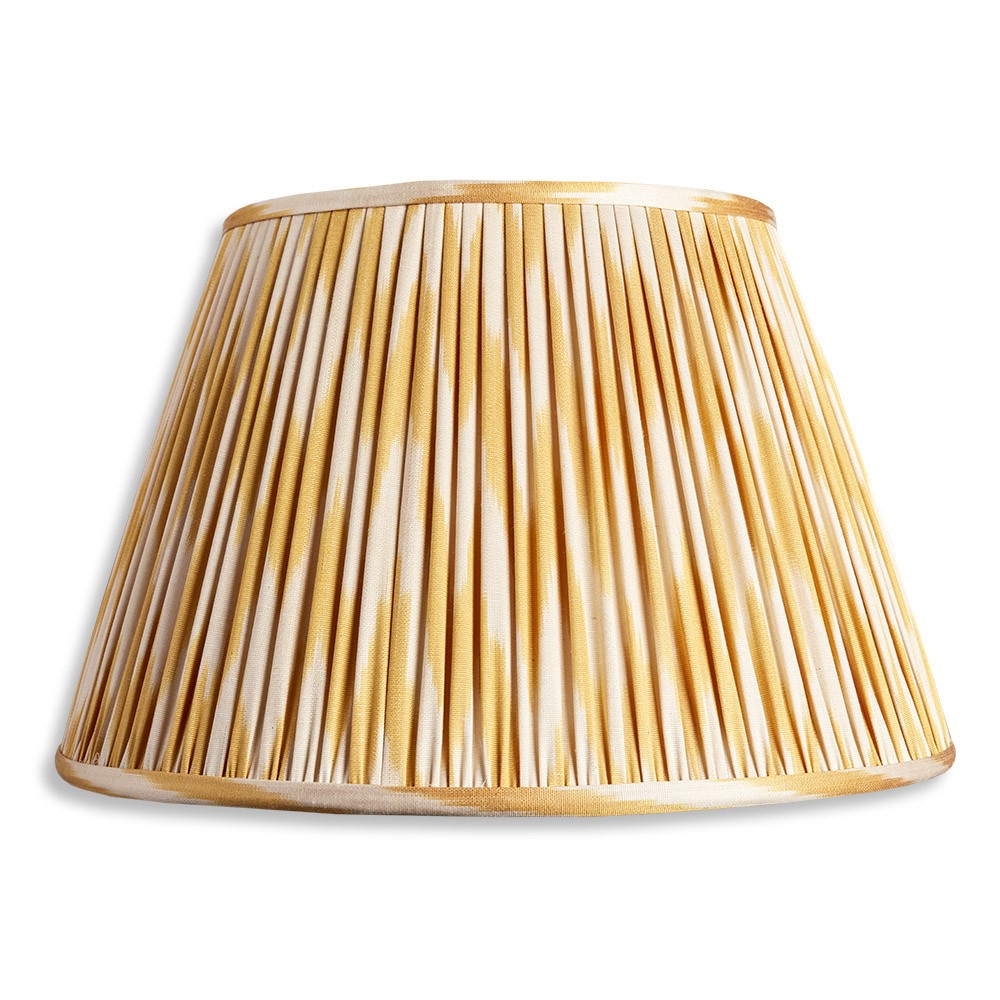 Nushka Lampshades 14 Inch - 36cm Yellow Ochre and Ivory Cotton and Silk Ikat Lampshade