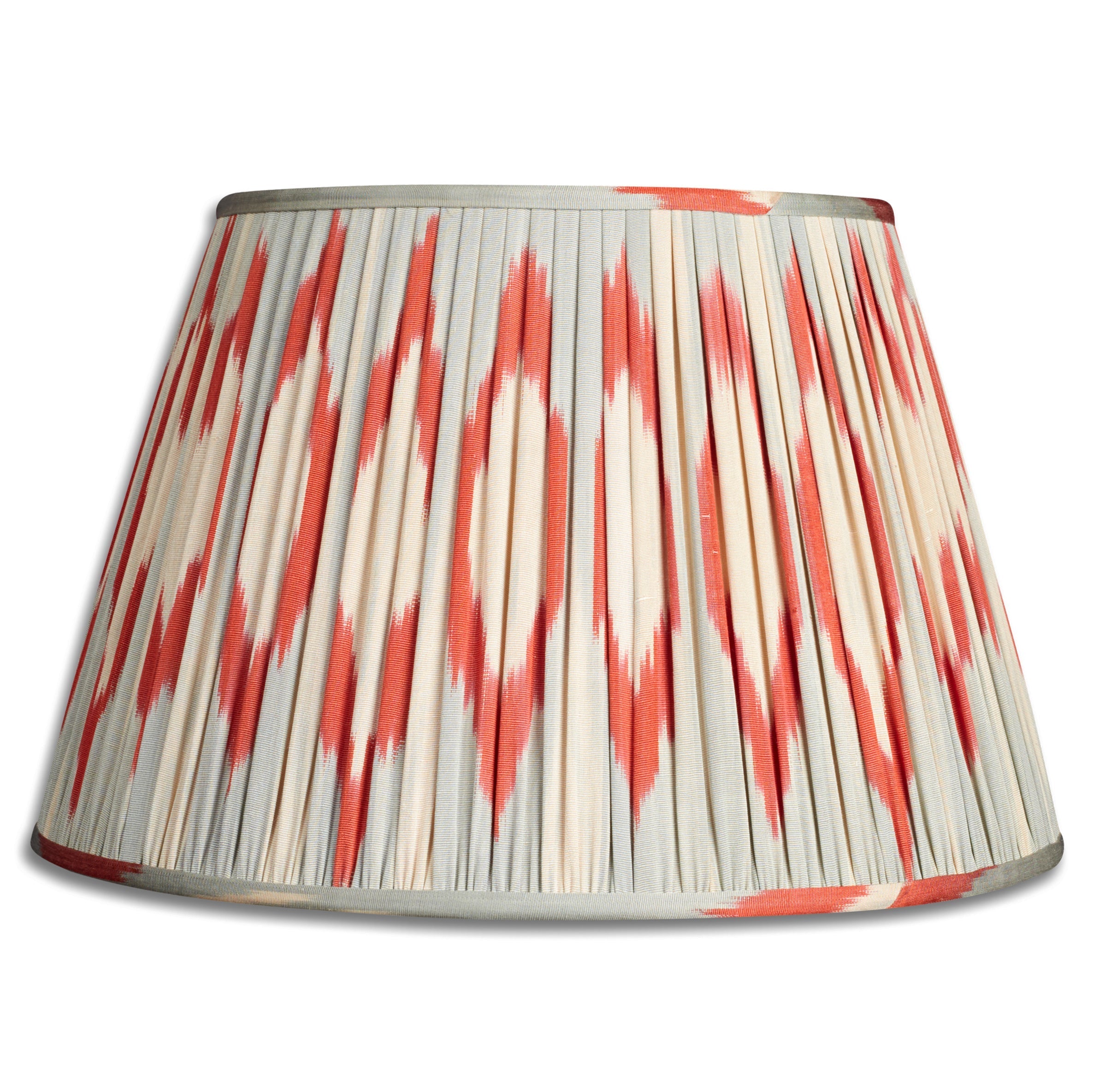 Nushka Lampshades 16 Inch -  41cm Aerial blue and red cotton and silk ikat lampshade