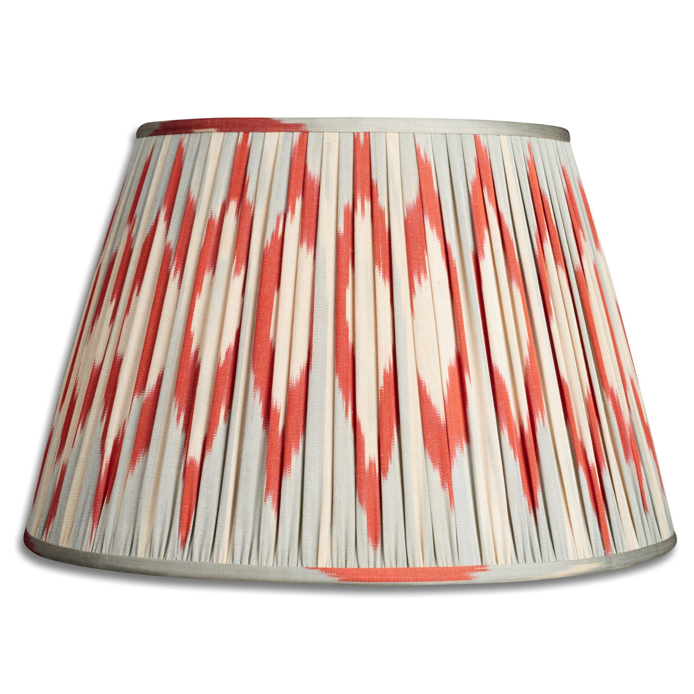 Nushka Lampshades 16 Inch -  41cm Aerial blue and red cotton and silk ikat lampshade