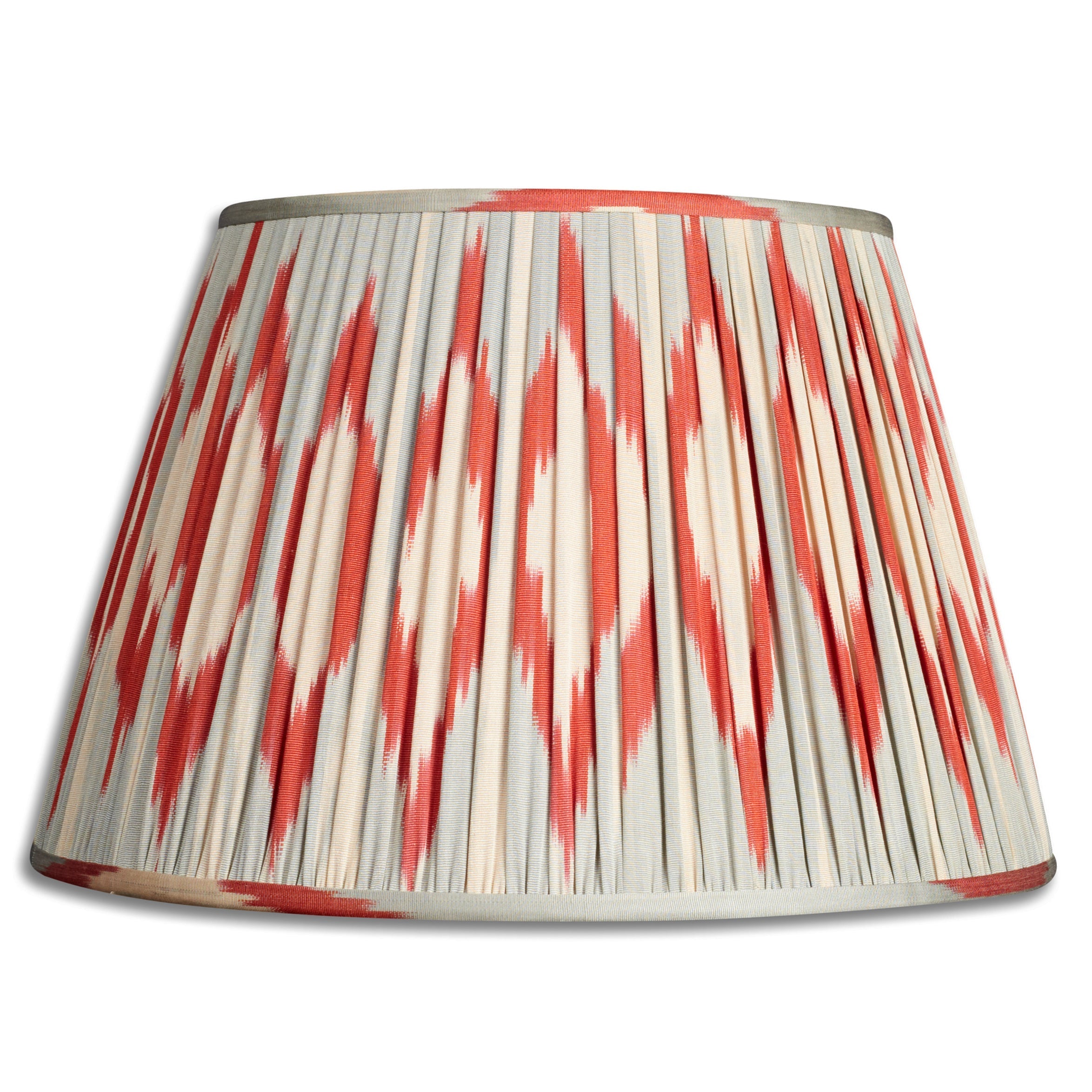 Nushka Lampshades 16 Inch -  41cm Aerial blue and red cotton and silk ikat lampshade