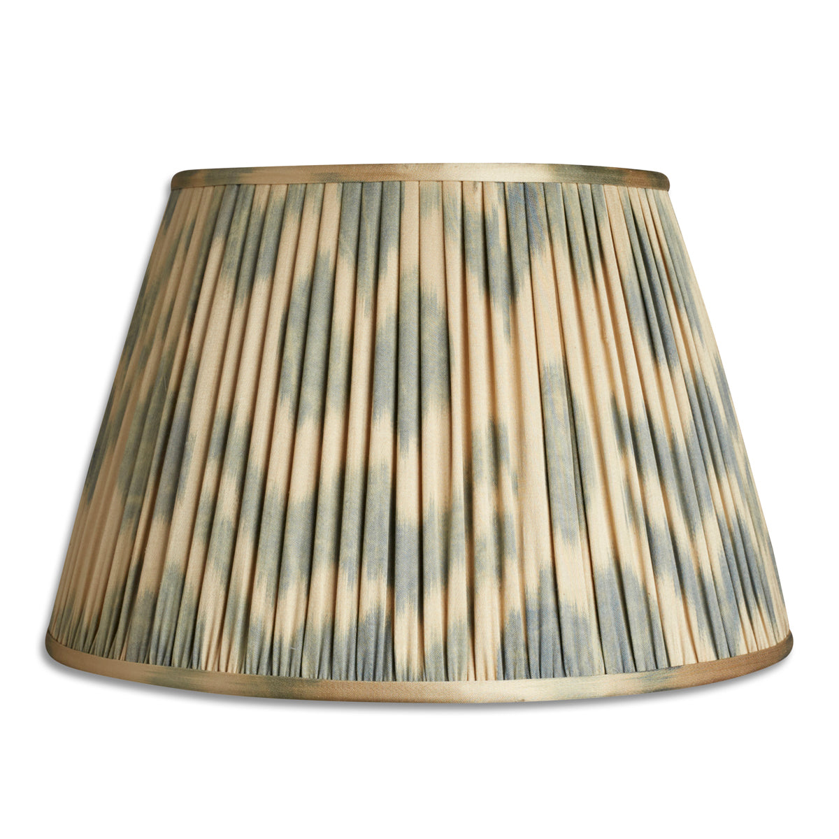 Nushka Lampshades 16 Inch -  41cm Blue and beige Cotton and Silk Ikat Lampshade