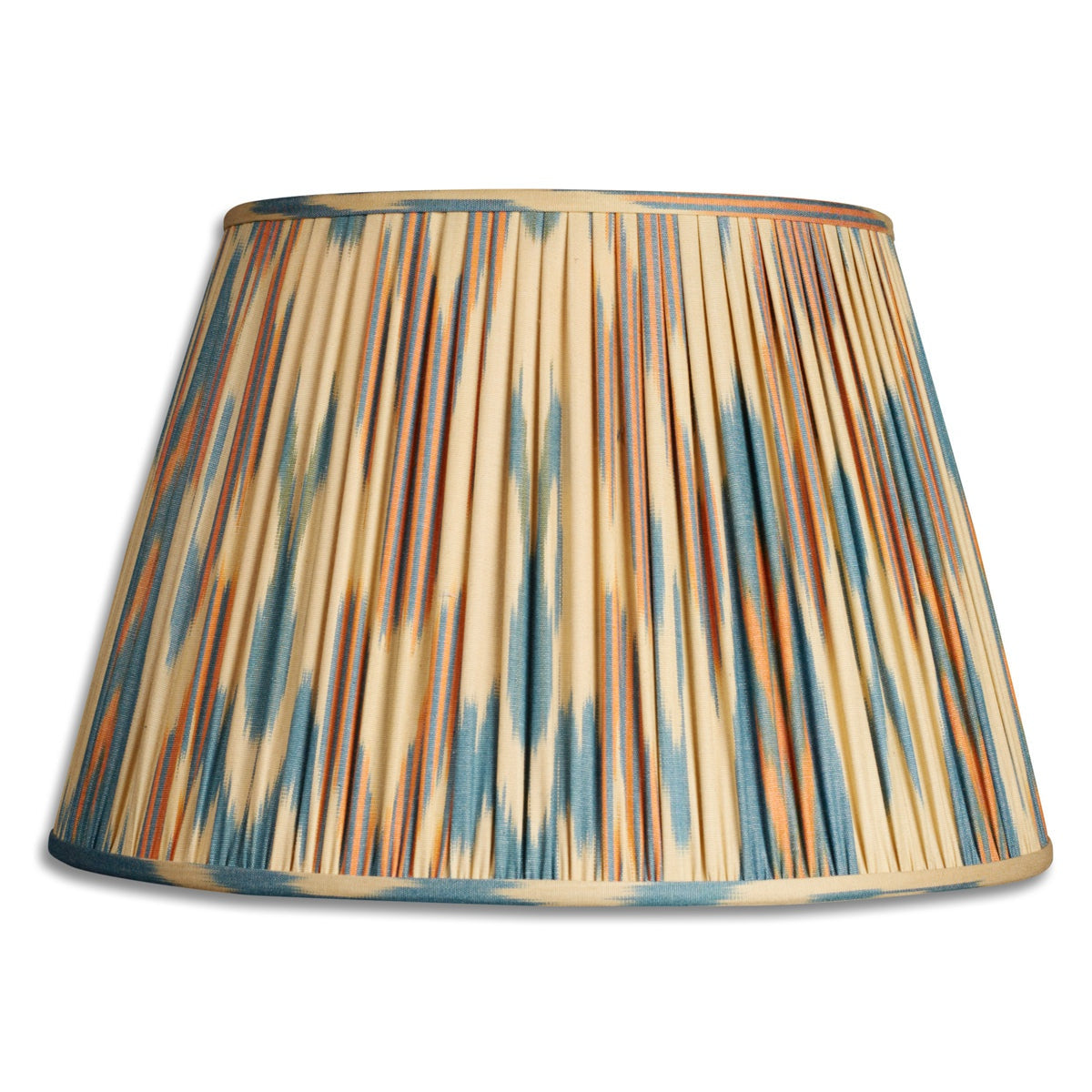 Nushka Lampshades 16 Inch -  41cm Blue, orange and cream silk and cotton ikat lampshade