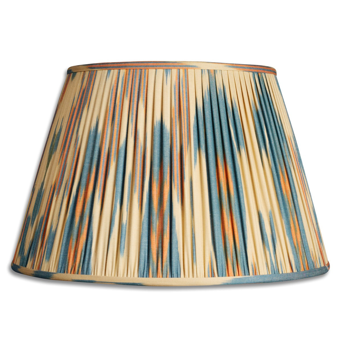 Nushka Lampshades 16 Inch -  41cm Blue, orange and cream silk and cotton ikat lampshade