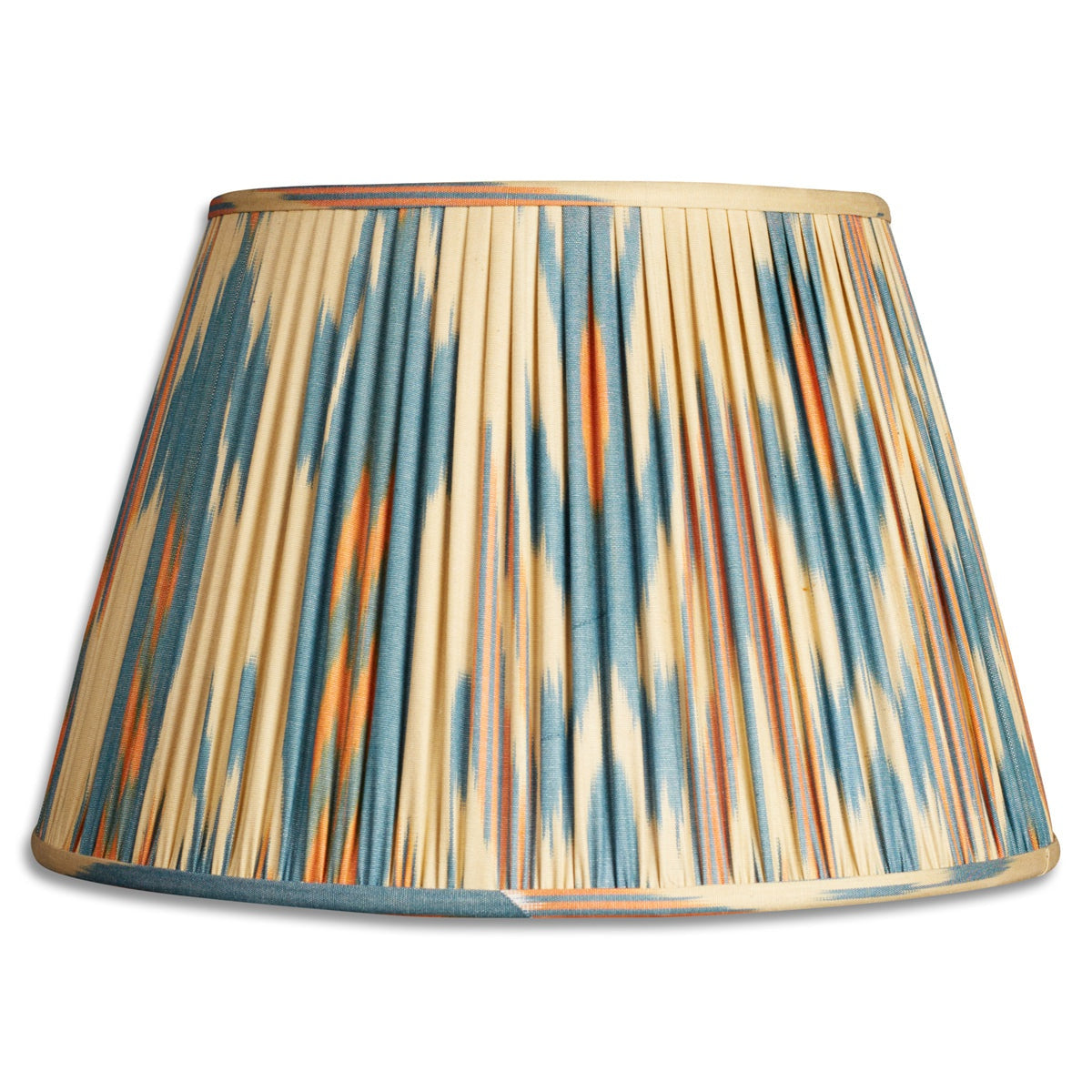 Nushka Lampshades 16 Inch -  41cm Blue, orange and cream silk and cotton ikat lampshade