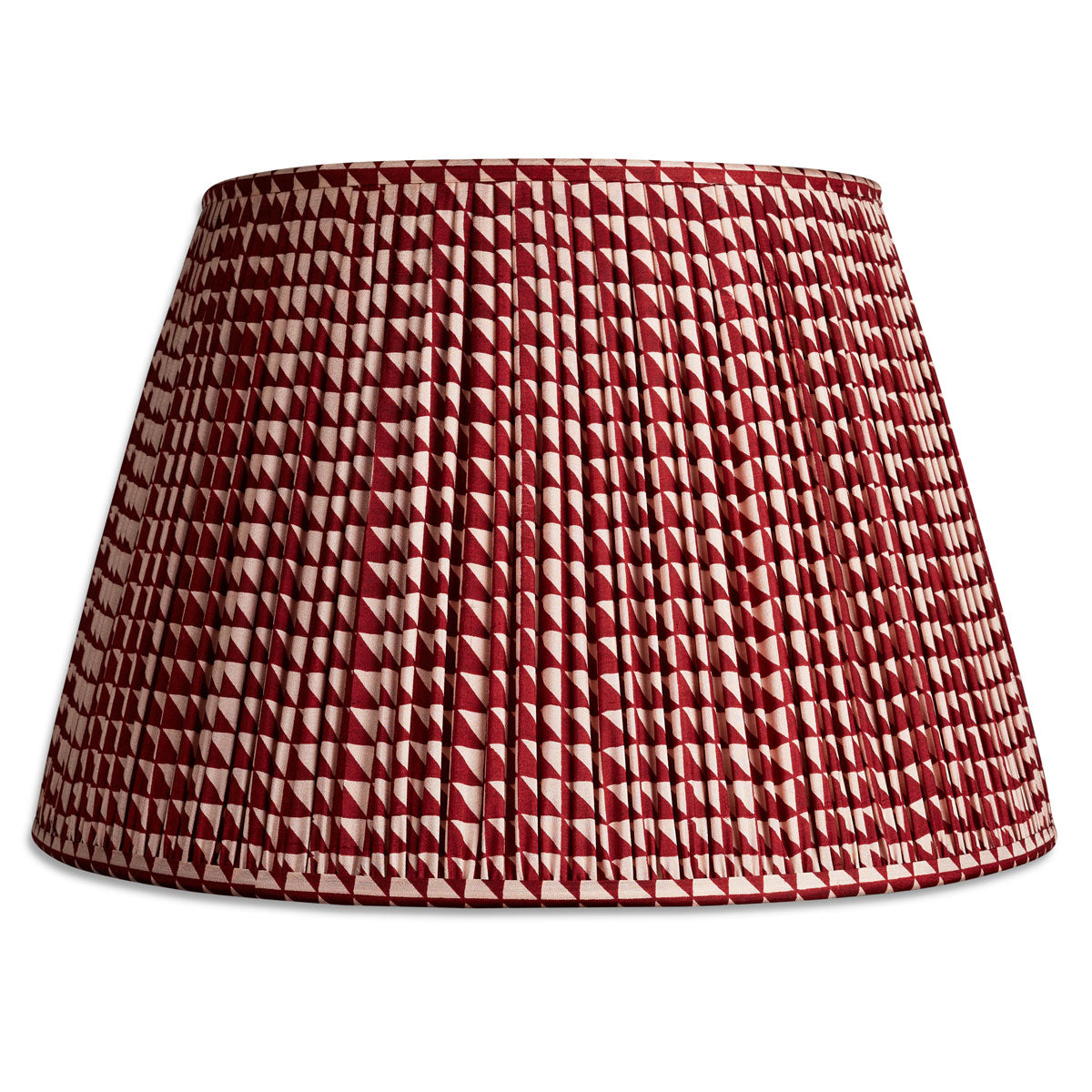 Nushka Lampshades 16 Inch - 41cm Burgundy and light pink geometric silk sari lampshade