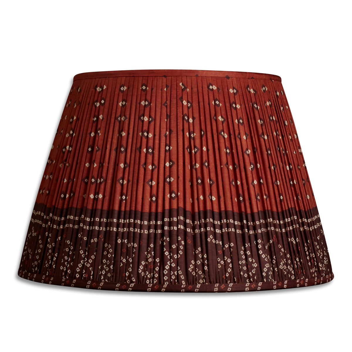 Nushka Lampshades 16 inch - 41cm Chocolate brown and dark red geometric design silk sari lampshade