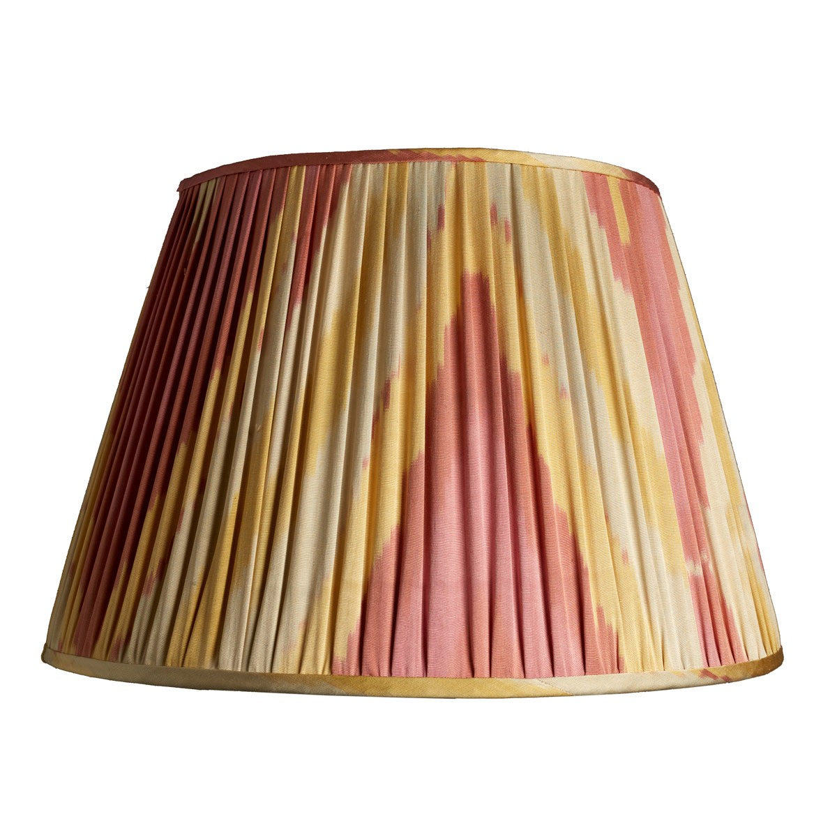 Nushka Lampshades 16 Inch -  41cm Coral and Yellow Chevron Cotton and Silk Ikat Lampshade