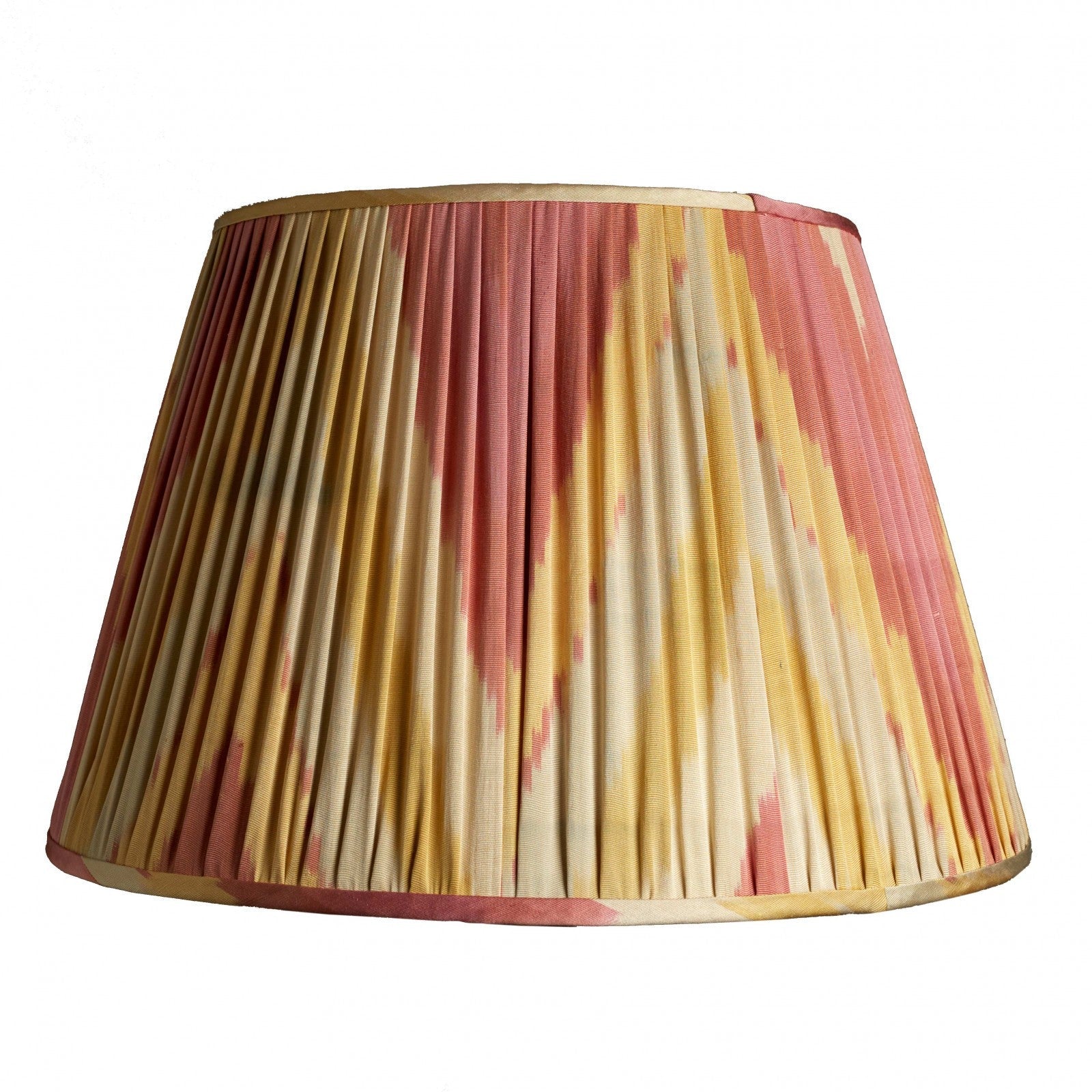 Nushka Lampshades 16 Inch -  41cm Coral and Yellow Chevron Cotton and Silk Ikat Lampshade