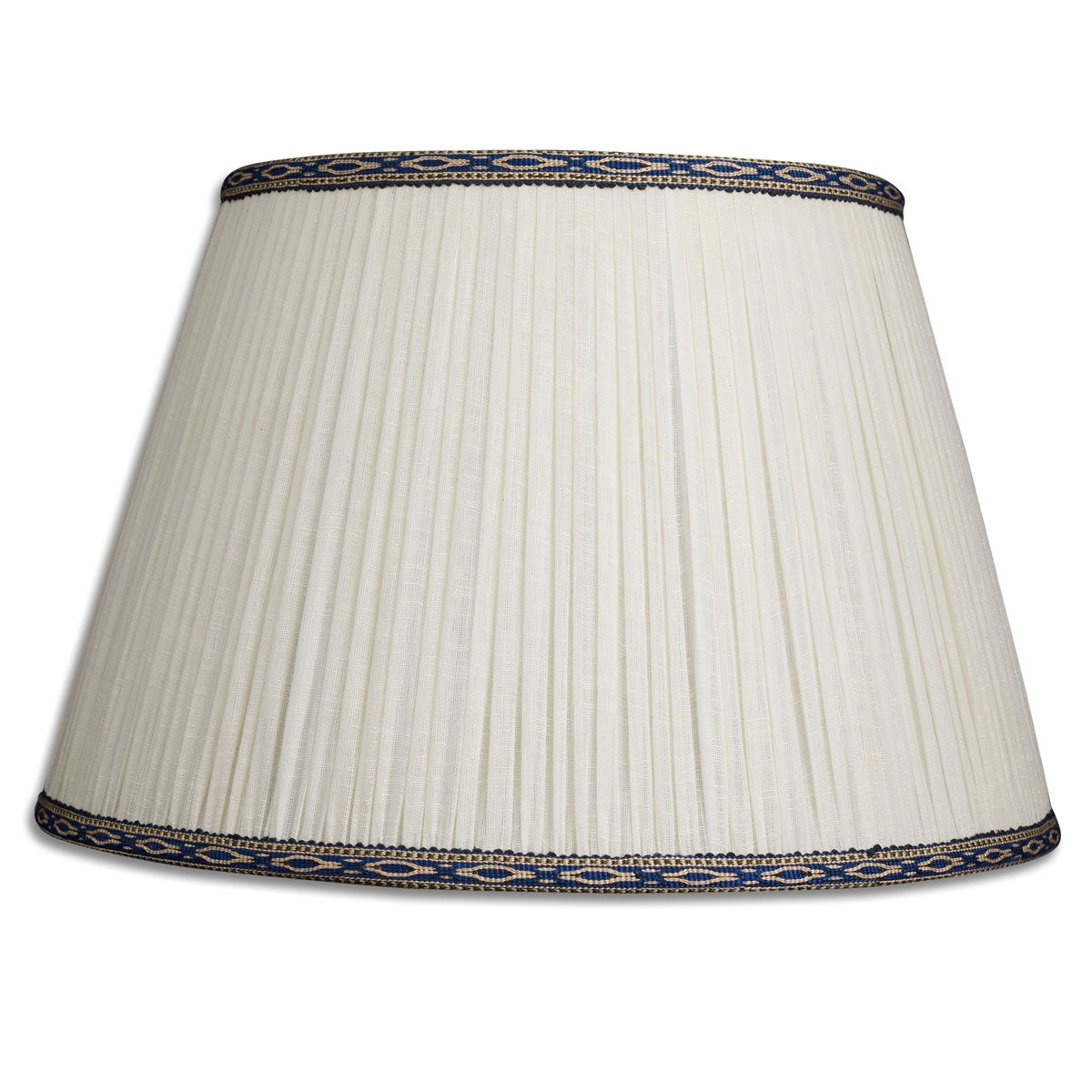 Nushka Lampshades 16 inch - 41cm Cream cotton lampshade with blue embroidered trim