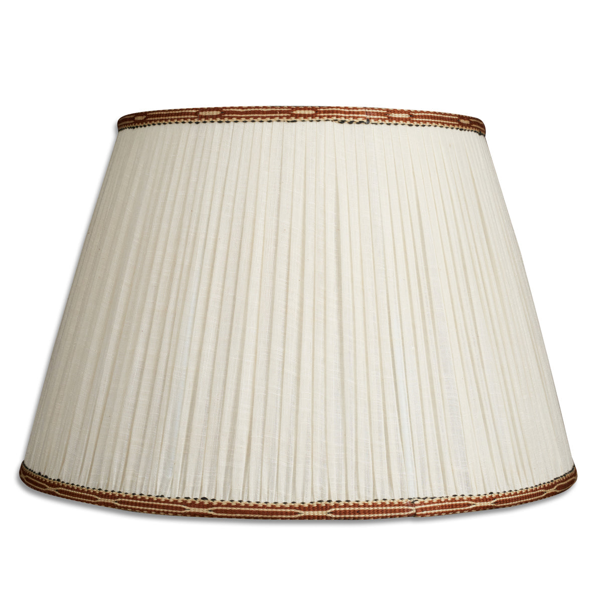 Nushka Lampshades 16 inch - 41cm Cream cotton lampshade with brown and cream embroidered trim