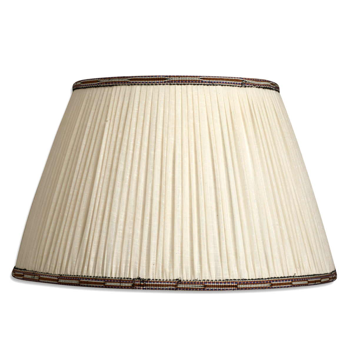 Nushka Lampshades 16 inch - 41cm Cream cotton lampshade with brown, pink/blue embroidered trim