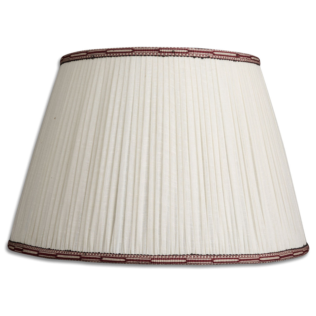 Nushka Lampshades 16 inch - 41cm Cream cotton lampshade with burgundy embroidered trim