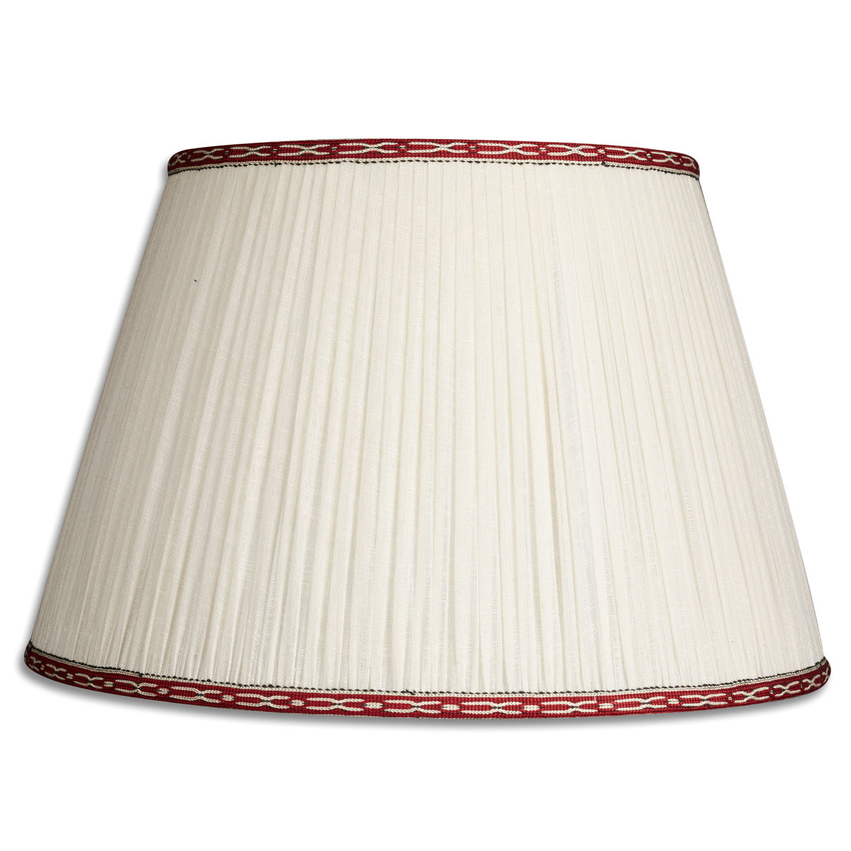 Nushka Lampshades 16 inch - 41cm Cream cotton lampshade with dark red and white embroidered trim