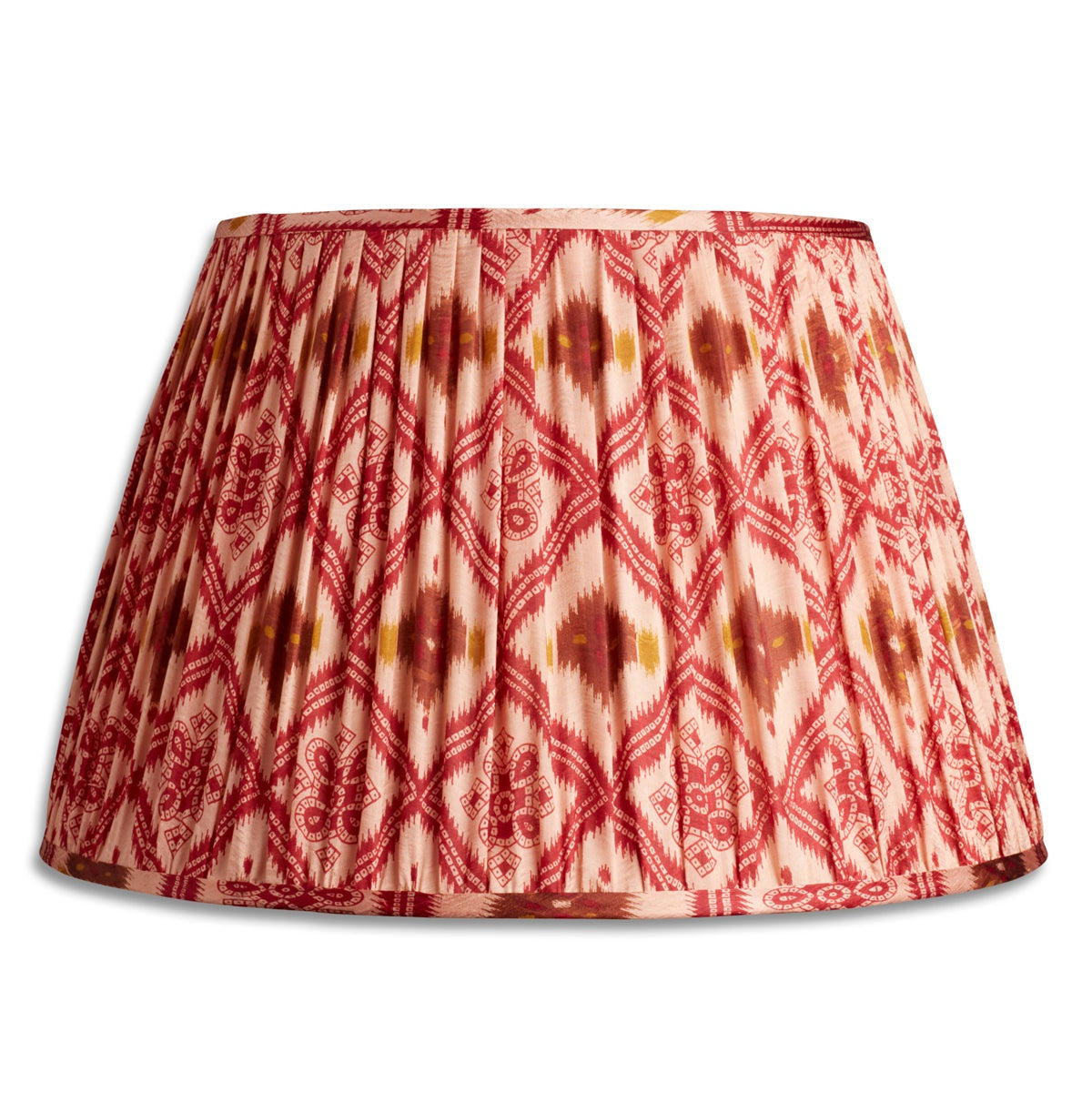 Nushka Lampshades 16 inch - 41cm Deep red and pink geometric design silk sari lampshade