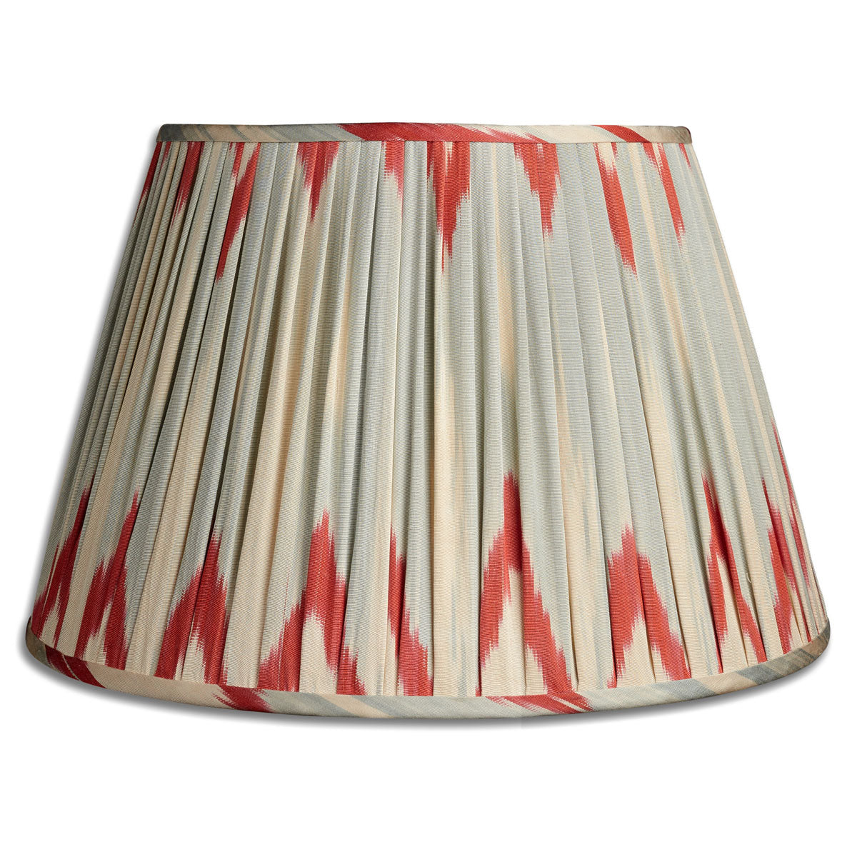 Nushka Lampshades 16 Inch / 41cm Jazzy Aerial blue and red cotton and silk Ikat lampshade