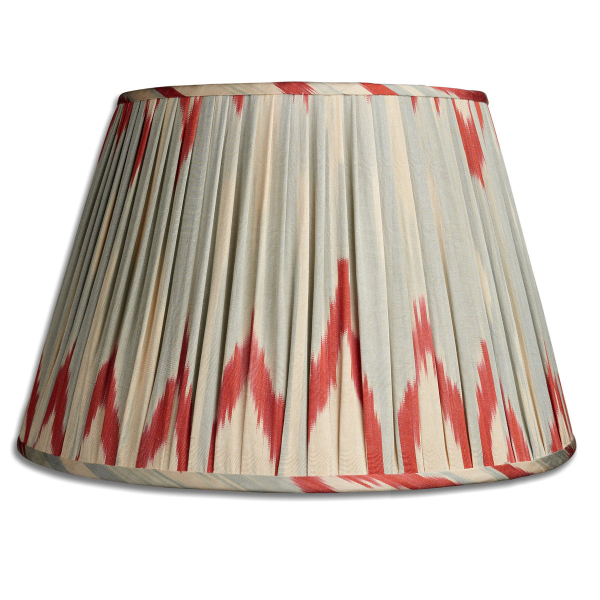 Nushka Lampshades 16 Inch / 41cm Jazzy Aerial blue and red cotton and silk Ikat lampshade