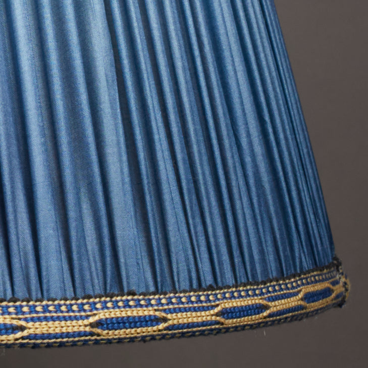 Nushka Lampshades 16 Inch -  41cm  Ocean blue silk sari lampshade with handmade trim