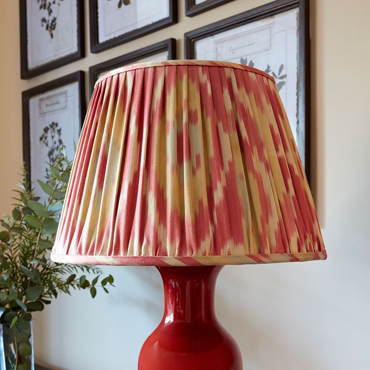 Nushka Lampshades 16 Inch - 41cm Pastel Pink Cotton and Silk Ikat Lampshade