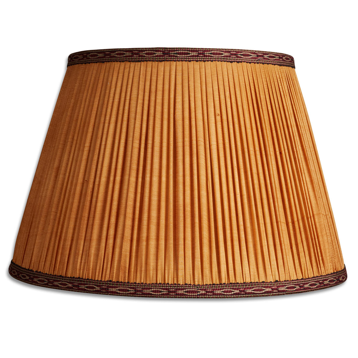 Nushka Lampshades 16 Inch -  41cm Plain sienna silk sari lampshade with embroidered trim