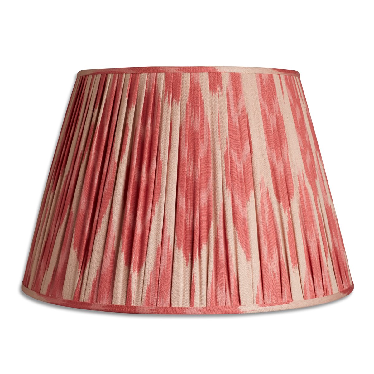 Nushka Lampshades 16 inch - 41cm Raspberry pink and beige cotton ikat lampshade