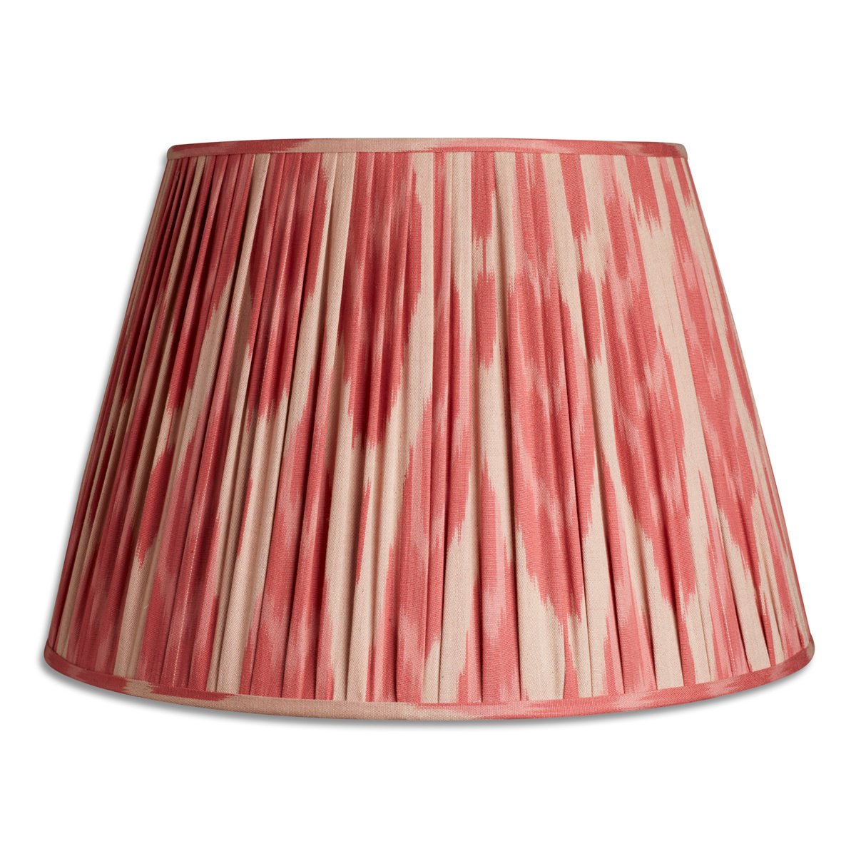 Nushka Lampshades 16 inch - 41cm Raspberry pink and beige cotton ikat lampshade