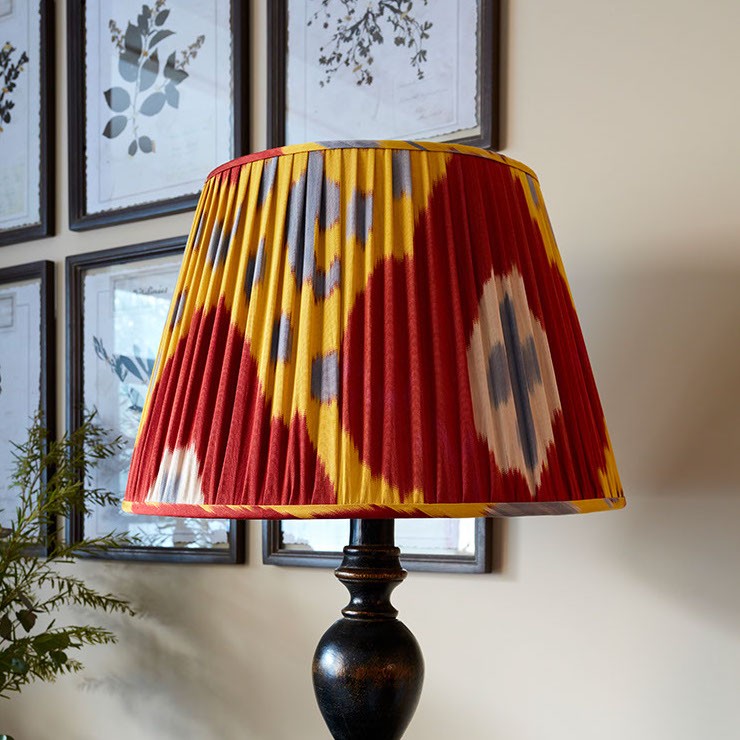 Nushka Lampshades 16 Inch - 41cm Red And Yellow Silk And Cotton Lampshade