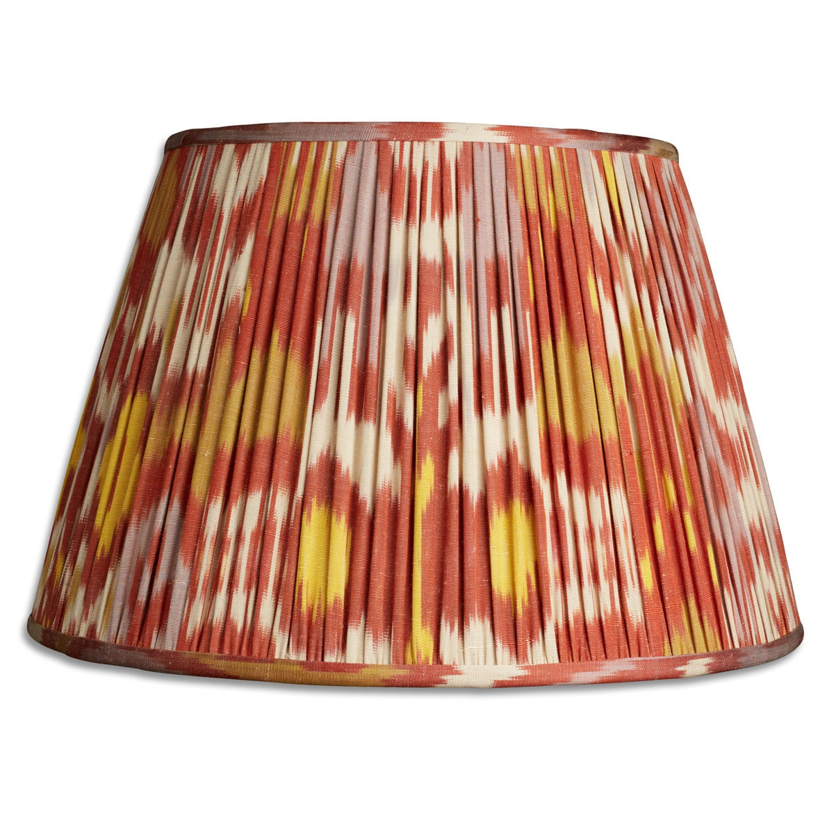 Nushka Lampshades 16 Inch -  41cm Red lavender and yellow silk and cotton ikat  lampshade