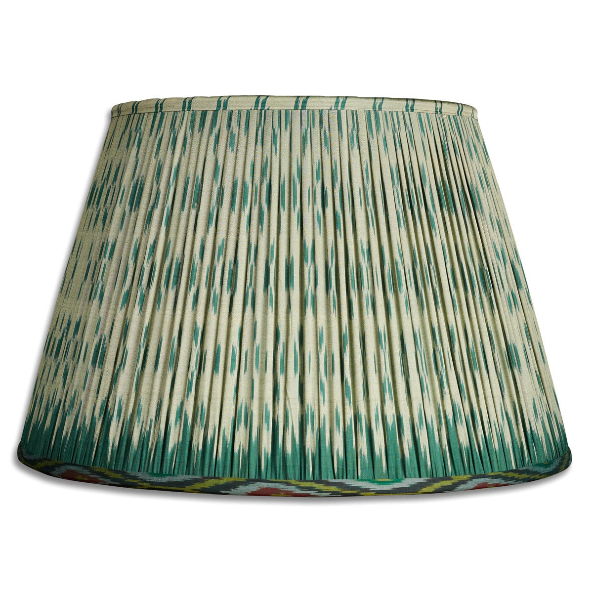 Nushka Lampshades 16 Inch - 41cm Teal and green geometric design silk sari lampshade