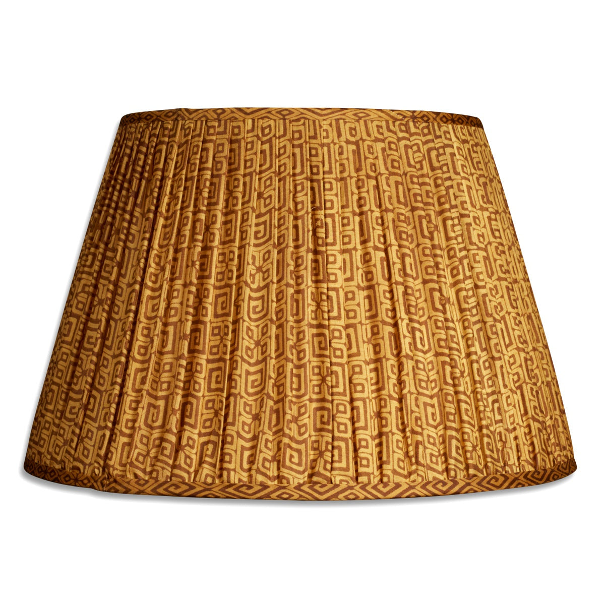 Nushka Lampshades 16 inch - 41cm Toffee and brown geometric design silk sari lampshade