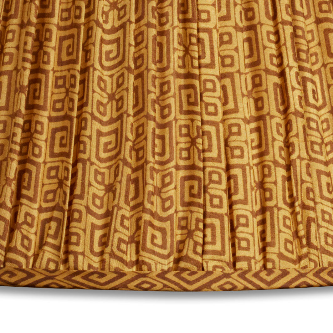 Nushka Lampshades 16 inch - 41cm Toffee and brown geometric design silk sari lampshade