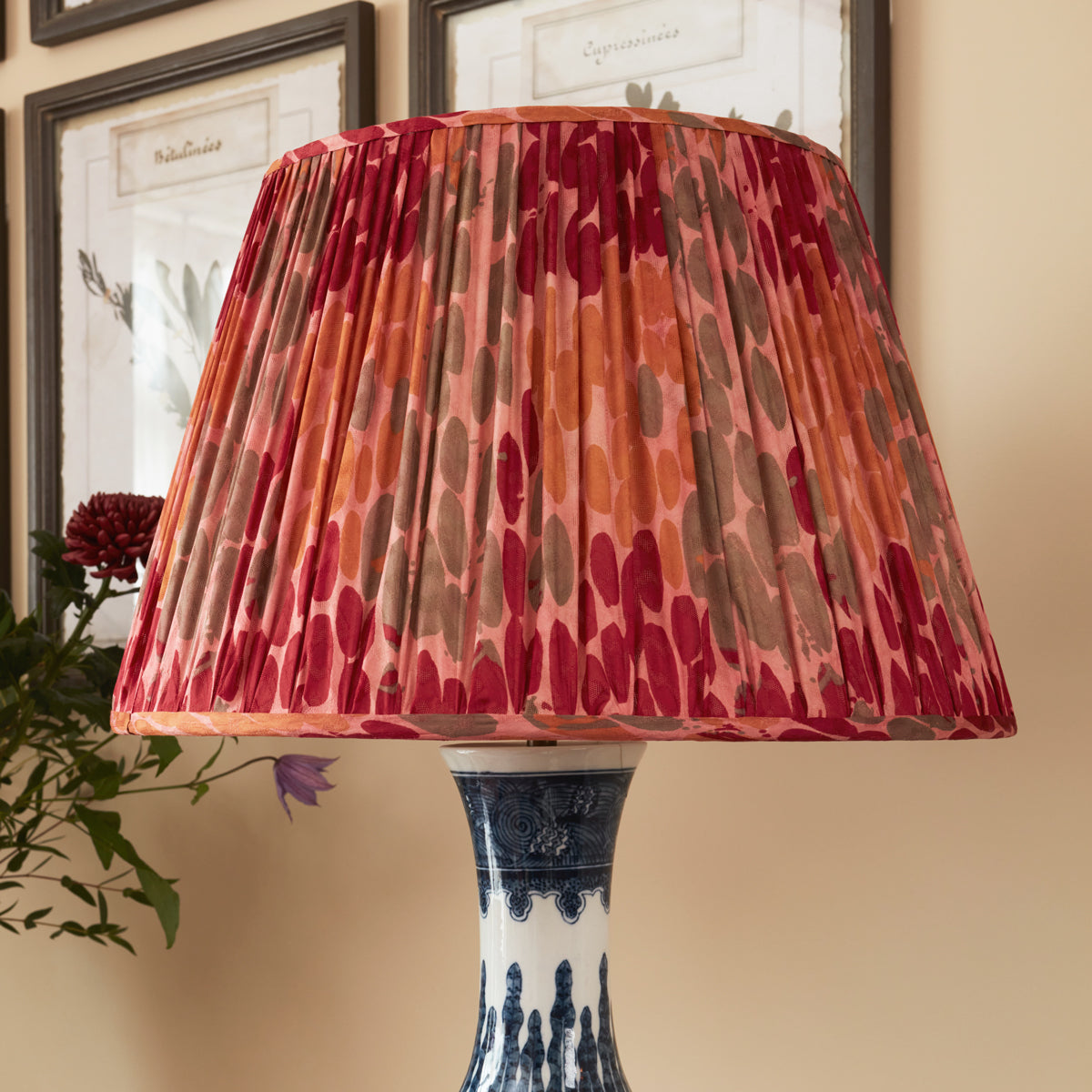 Nushka Lampshades 16 inch - 41cm Watercolour style floral silk sari lampshade