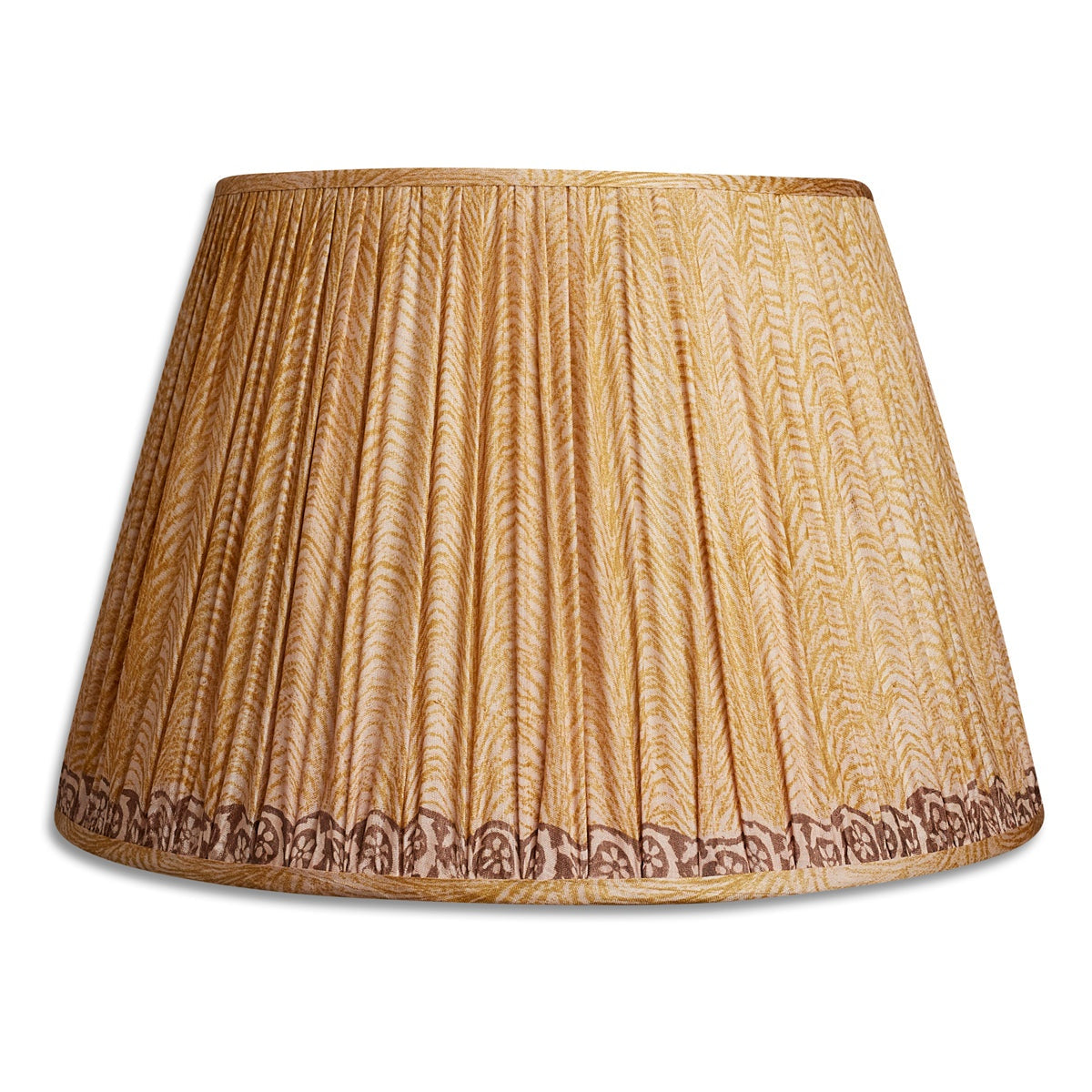 Nushka Lampshades 16 inch - 41cm Yellow ochre silk sari lampshade with brown trim