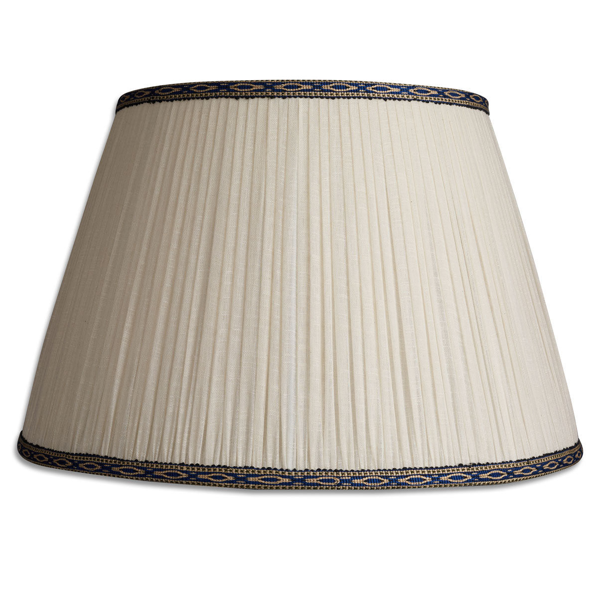 Nushka Lampshades 17 inch  - 43cm Plain cotton lampshade with blue embroidered trim