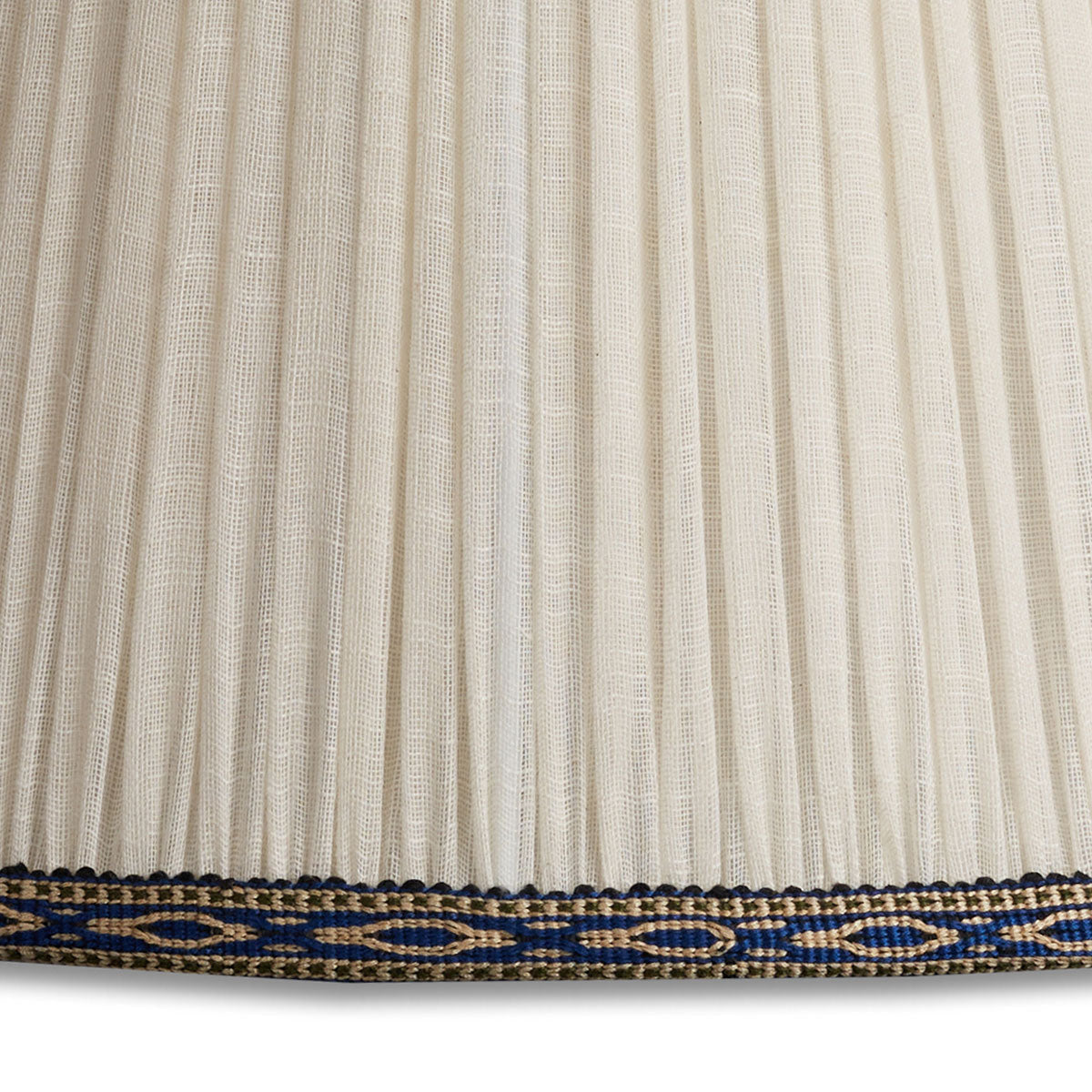 Nushka Lampshades 17 inch  - 43cm Plain cotton lampshade with blue embroidered trim