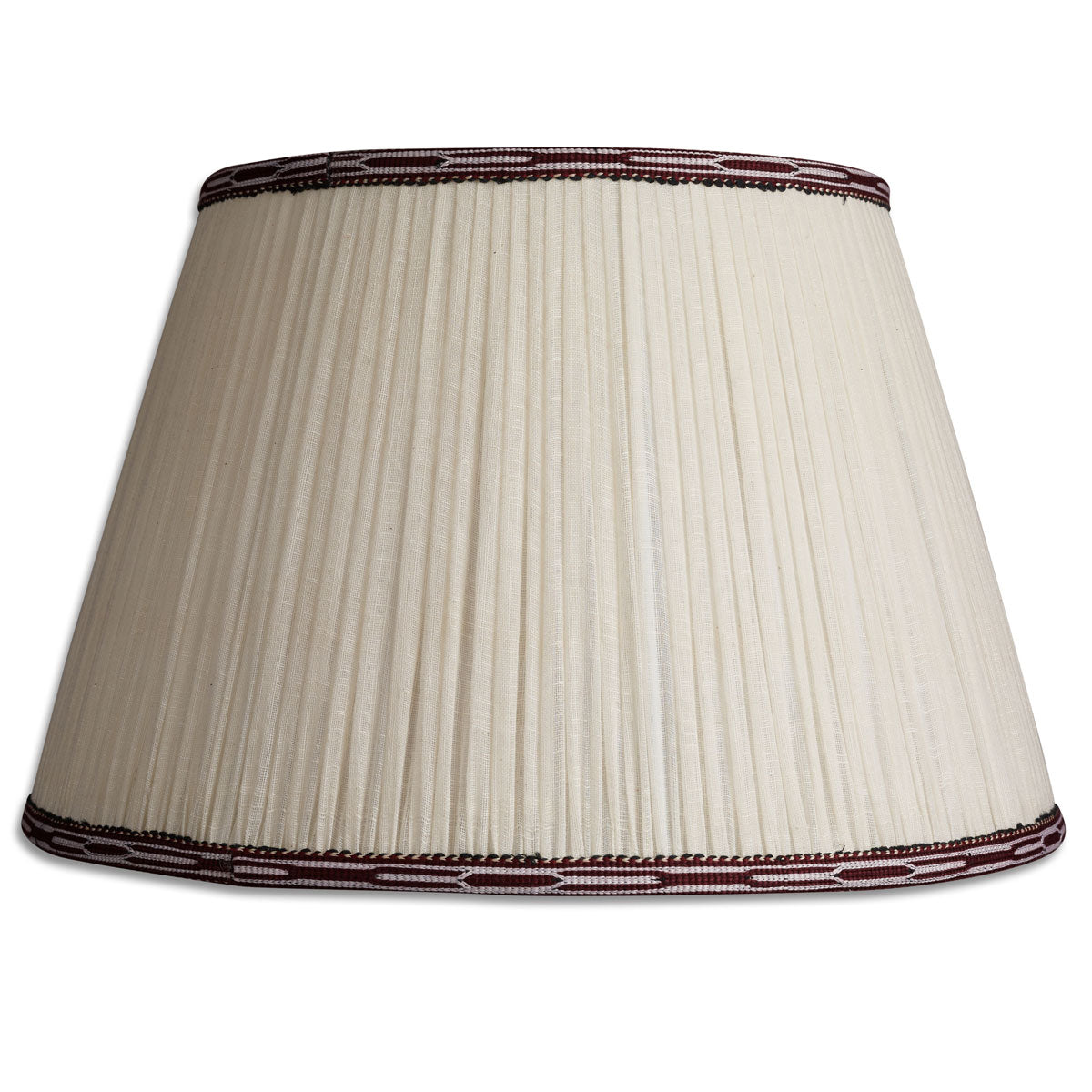 Nushka Lampshades 17 inch  - 43cm Plain cotton lampshade with burgundy embroidered trim