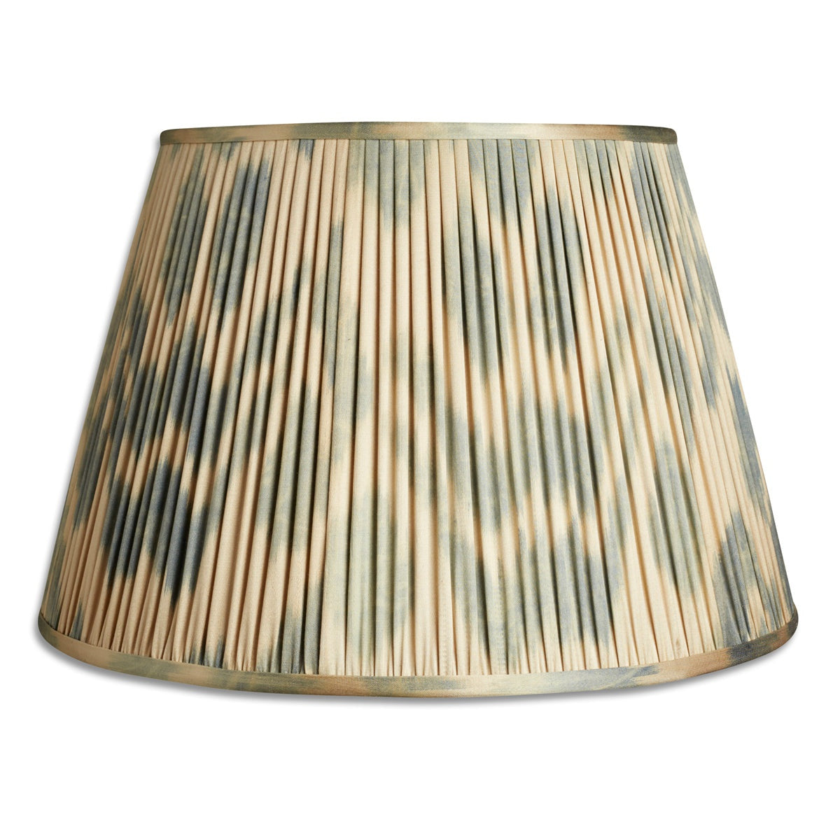 Nushka Lampshades 18 Inch - 46cm Blue and beige cotton and silk Ikat lampshade