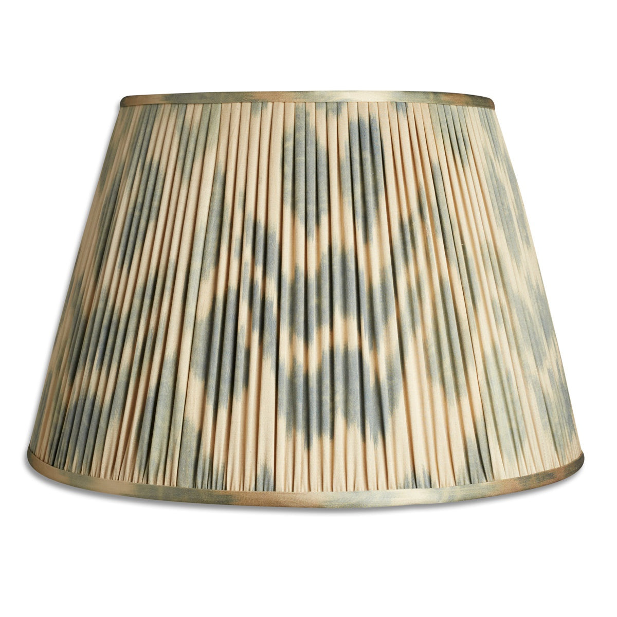 Nushka Lampshades 18 Inch - 46cm Blue and beige cotton and silk Ikat lampshade