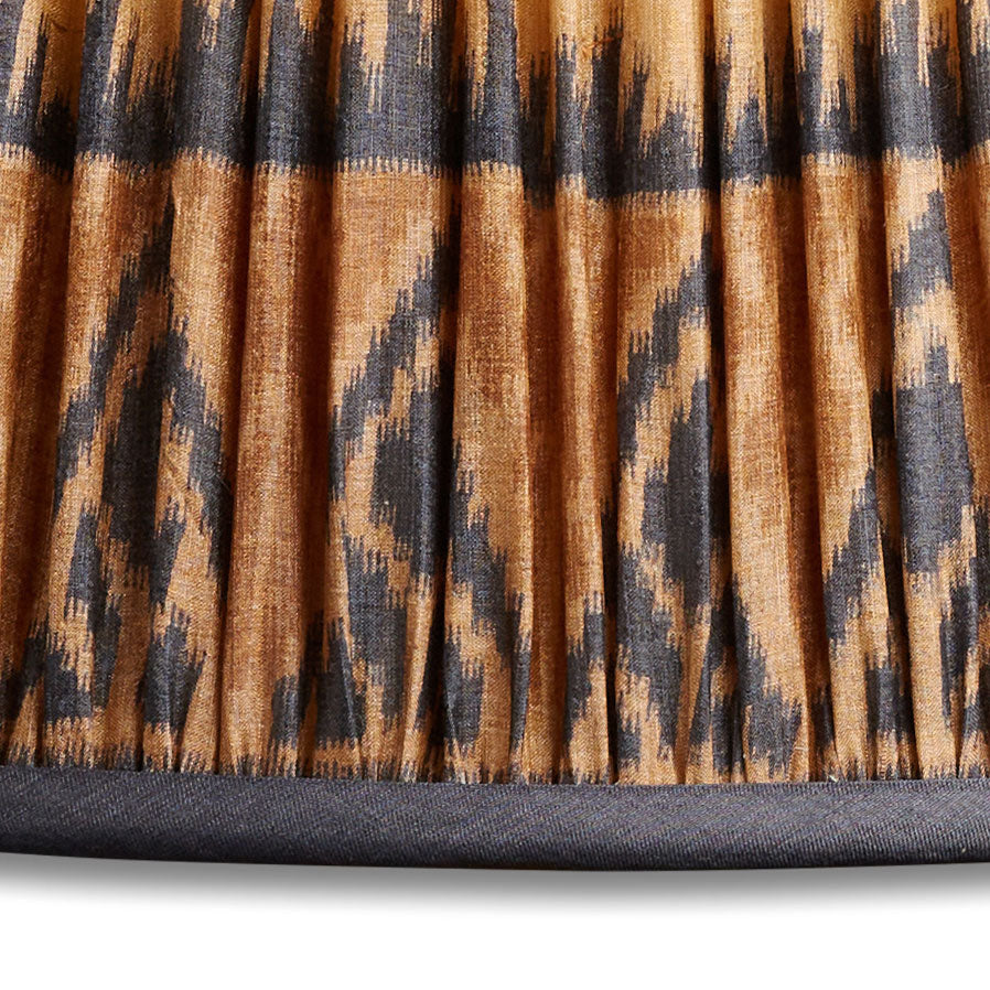 Nushka Lampshades 18 Inch - 46cm Caramel and border design silk sari lampshade